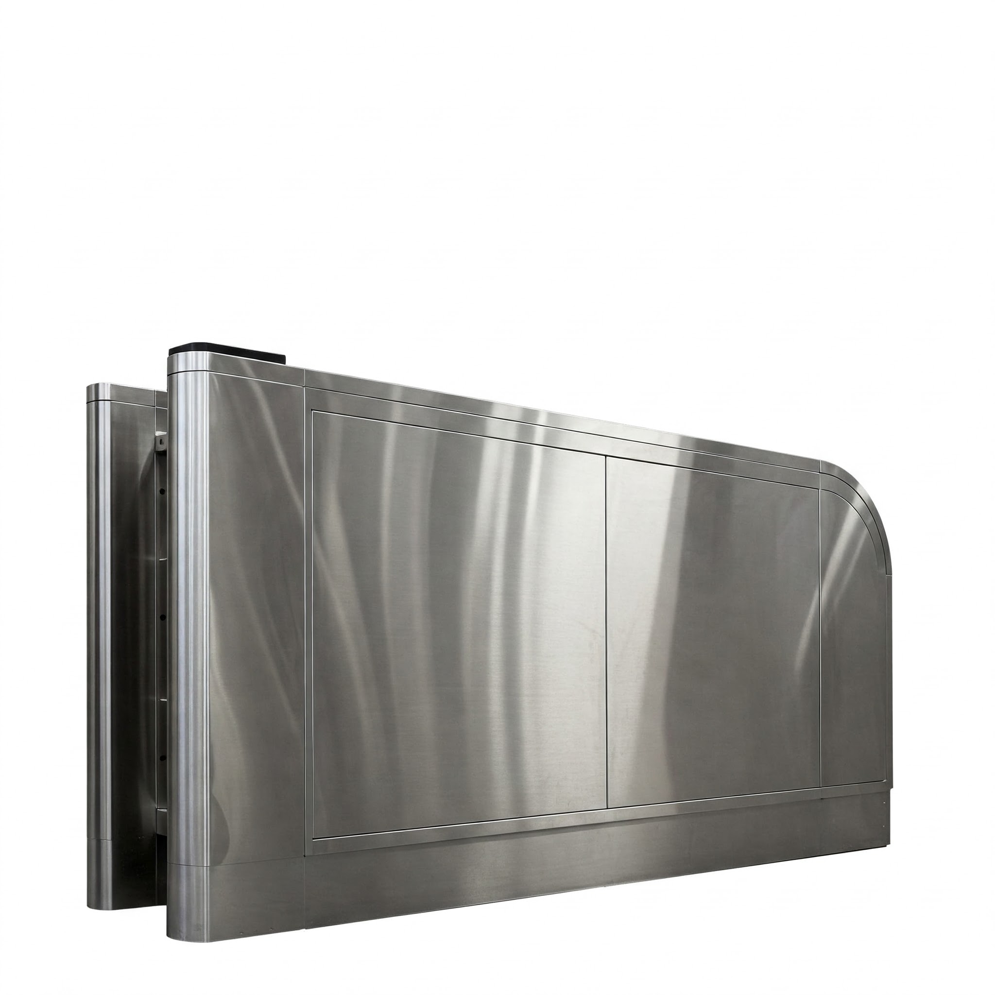 SUS304ステンレス通行ゲート｜ヘアライン仕上げ・R曲げ一貫製作