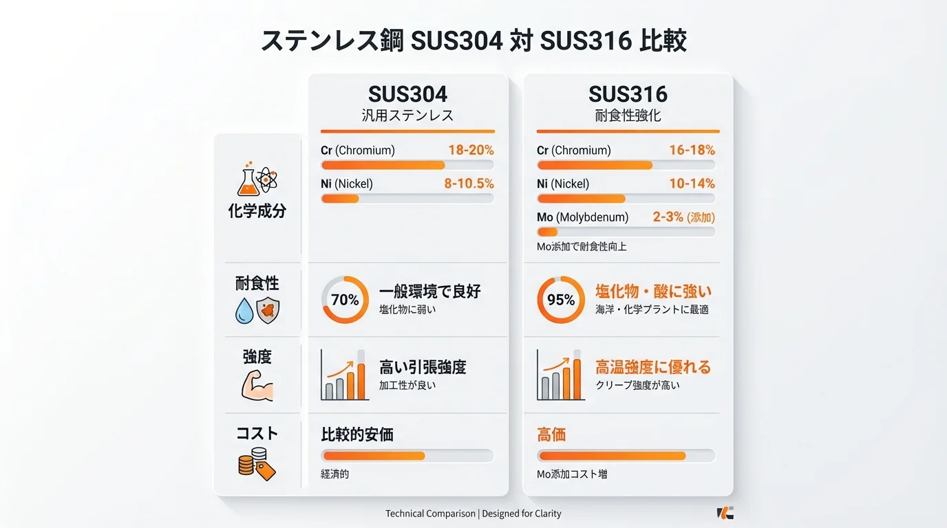 オーステナイト系ステンレスの結晶格子構造とモリブデン原子の配置